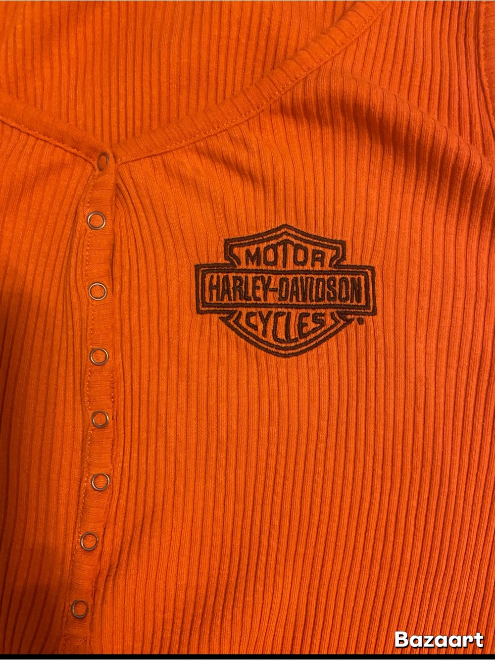 Harley-Davidson Orange Ribbed Snap-Button Bodysuit - Picture 4 of 5